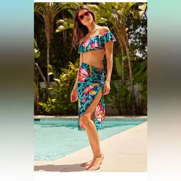 TRINA TURK India Garden Ruffle Bandeau Swimsuit Top - Picture 4 of 9